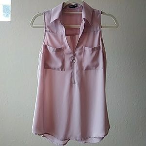 Express Blush Zip Up Blouse